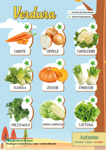 Stagionalità dei prodotti ortofrutticoli di novembre in emilia romagna